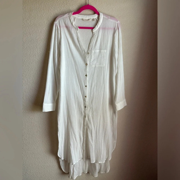 Soft Surroundings Button Down Midi Shirtdress Coverup - Picture 2 of 10